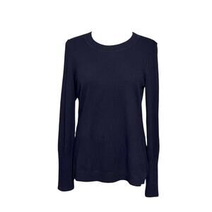 Aqua Cashmere Pullover Sweater Women's Size L Black Long Sleeve Minimalist